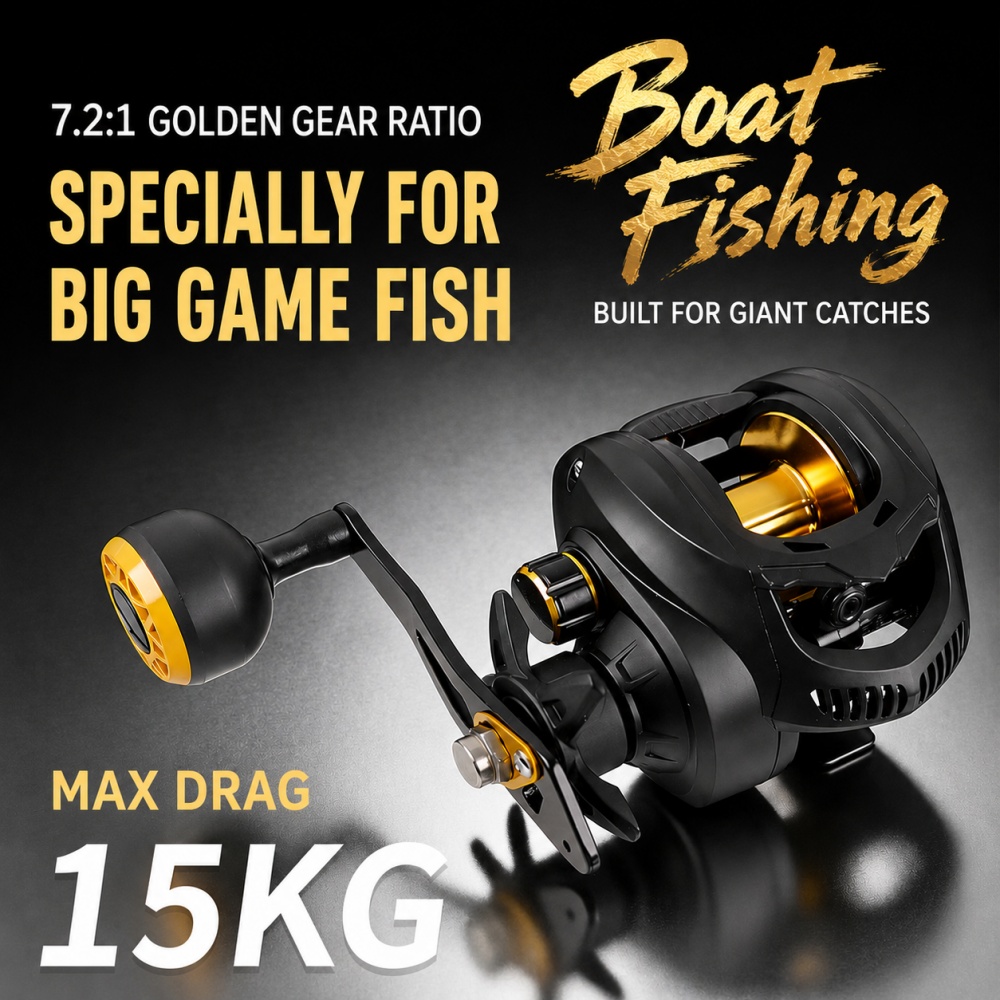 Fishing Boat Steering Wheel - Reel Baitcasting Heavy Duty 7.2:1, Daya